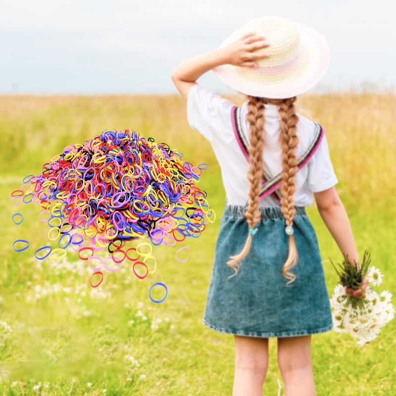 أربطة شعر مطاطية ملونة صغيرة للأطفال | 1000 قطعة من أربطة الشعر المرنة | مثالية للتضفير، ذيل الحصان، والتسريحات العلوية | أربطة شعر لطيفة بدون ضرر للشعر الناعم، الرقيق، القصير والمجعد | إكسسوارات شعر ممتعة للمدرسة، الحفلات والتسريحات اليومية - Image 5