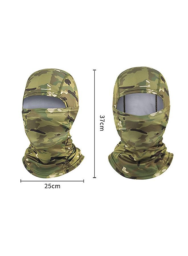 Generic 2 Pcs Balaclava Uv Protection Full Face Sunscreen Mask, Omnidirectional Covering Ice Silk Polyester Breathable Camouflage Sunscreen Shawl Face Covering, Lightweight Sports Protection Cover (Green) - Image 2