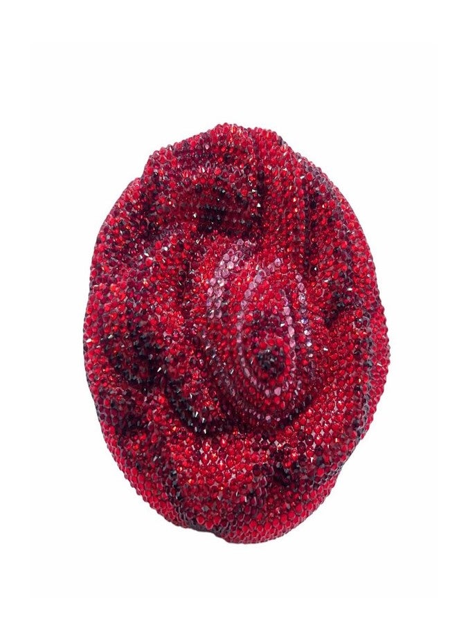 DEBIMY Luxury 3D Rose Flower Clutch Purse for Women Full Crystal Handbag Party Diamond Evening Bag Mini Wedding Purse, Red - Image 1
