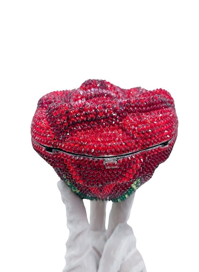DEBIMY Luxury 3D Rose Flower Clutch Purse for Women Full Crystal Handbag Party Diamond Evening Bag Mini Wedding Purse, Red - Image 2