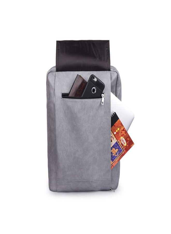 تبختر حقيبة ظهر سترت الفاخرة المصنوعة من الجلد الصناعي المقاوم للماء للكمبيوتر المحمول/حقيبة سفر للرجال والنساء، (20 لترًا، رمادي سيول) - Image 5