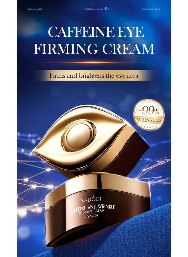 SADOER Caffeine Anti-Wrinkle Firm Eye Cream，for Dark Circles and Puffiness - Dark Circles Under Eye Treatment Serum to Reduce Wrinkles, Fine Lines, and Eye Bags, Hydrate Eye Area 20g - Image 3