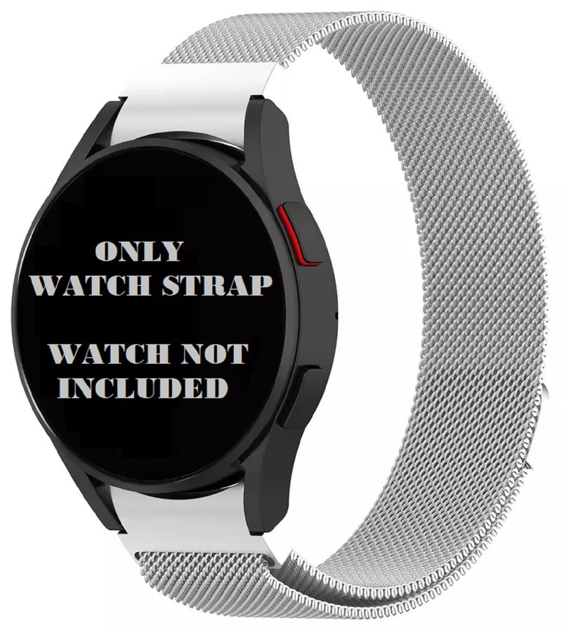 PEFKO Pss32 20Mm Stainless Steel Metal Bands Compatible For Samsung Galaxy Watch 4 & 5 44Mm 40Mm / Pro Band 45Mm Classic 46Mm 42Mm? ?? Only Strap ? Not Included (20Mm,Silver [ Milanese Magnetic ]) - Image 2