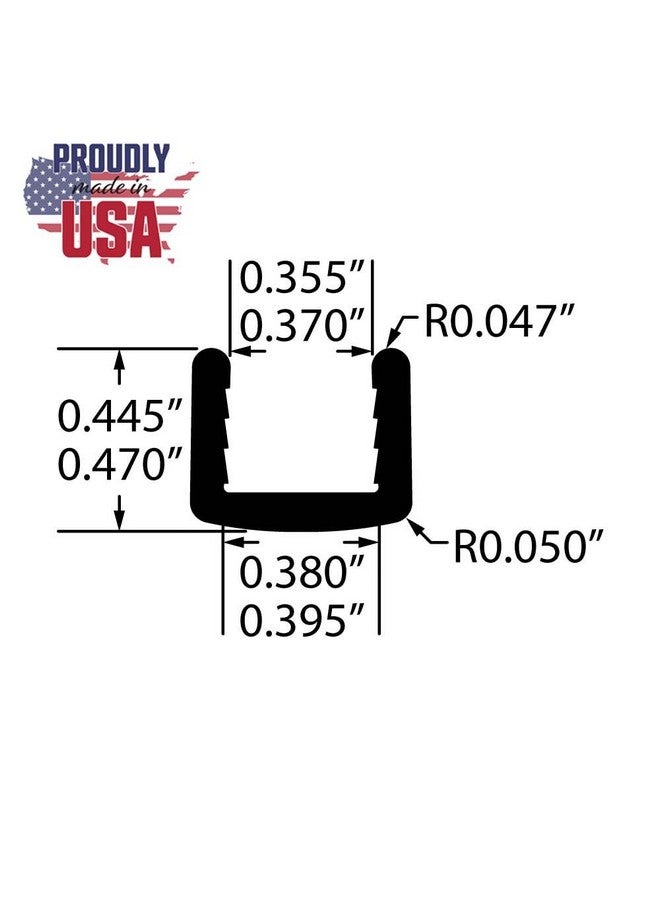 Outwater Plastics Black 3/8'' Styrene Plastic U-Channel/C-Channel 36 Inch Lengths (Pack of 4) - Image 2