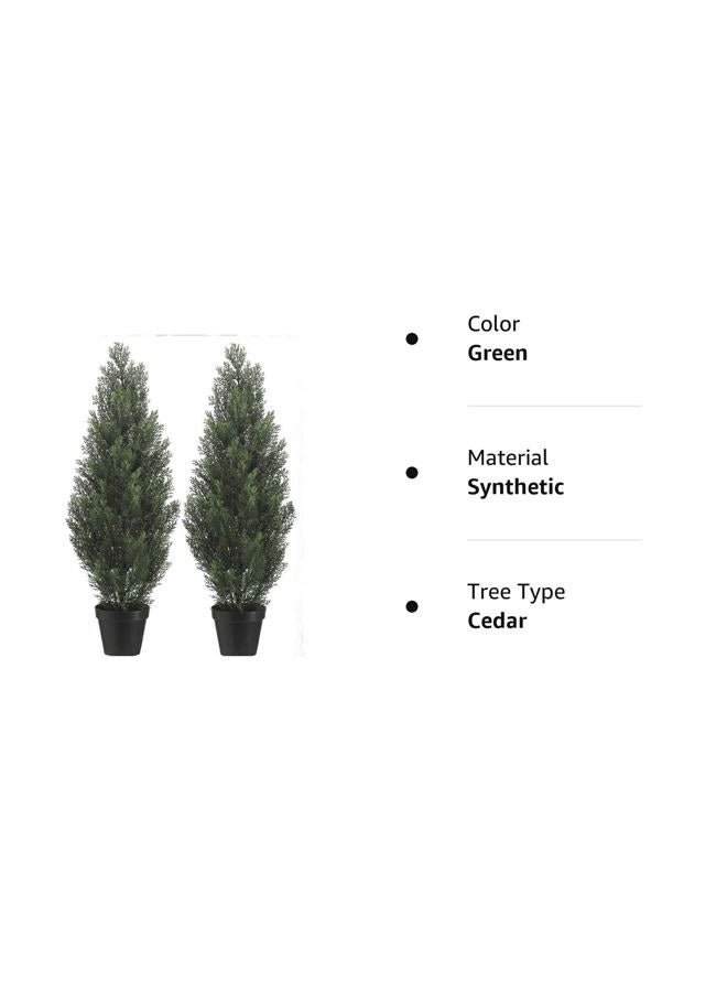 TRESIL Two 3 Foot Outdoor Artificial Cedar Trees Potted Plants - Image 5