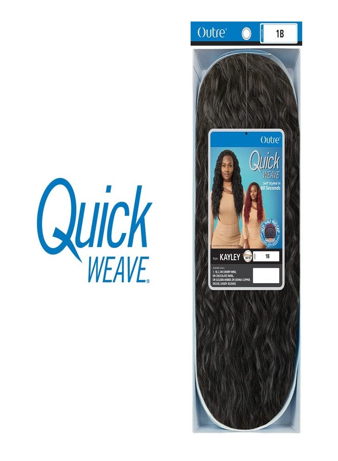 أوتر شعر مستعار قصير من نوع Outre Quick Weave Half Wig Cap Lays Flat Wig KAYLEY (DR2/BLSDBL) - Image 4