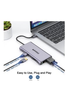 Generic 12 in 1 USB C Laptop Docking Station Dual Display Type C Hub with Dual HDMI 4K VGA 100W PD Ethernet 4 SD/TF Compatible MacBook Windows Grey  - Image 2