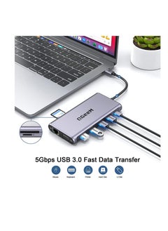 Generic 12 in 1 USB C Laptop Docking Station Dual Display Type C Hub with Dual HDMI 4K VGA 100W PD Ethernet 4 SD/TF Compatible MacBook Windows Grey  - Image 5