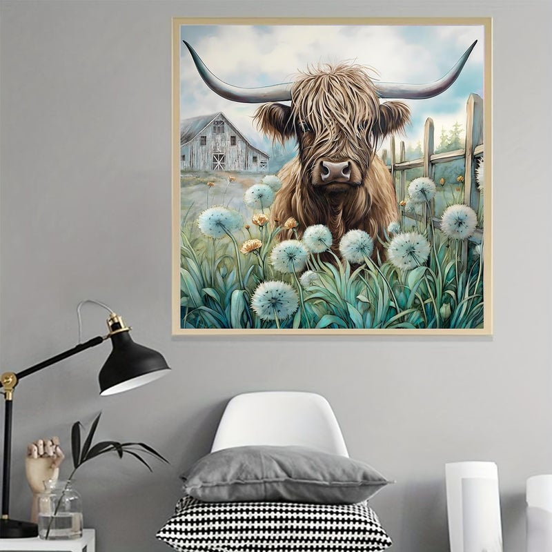 ARPADAMO Diamond Art Kits for Adults,5D Highland Cow Diamond Painting DIY Cow Diamond Art Diamond Painting Kits for Adult,Round Full Drill Diamonds, Diamond Art Kits for Home Decor-12x12inch - Image 2