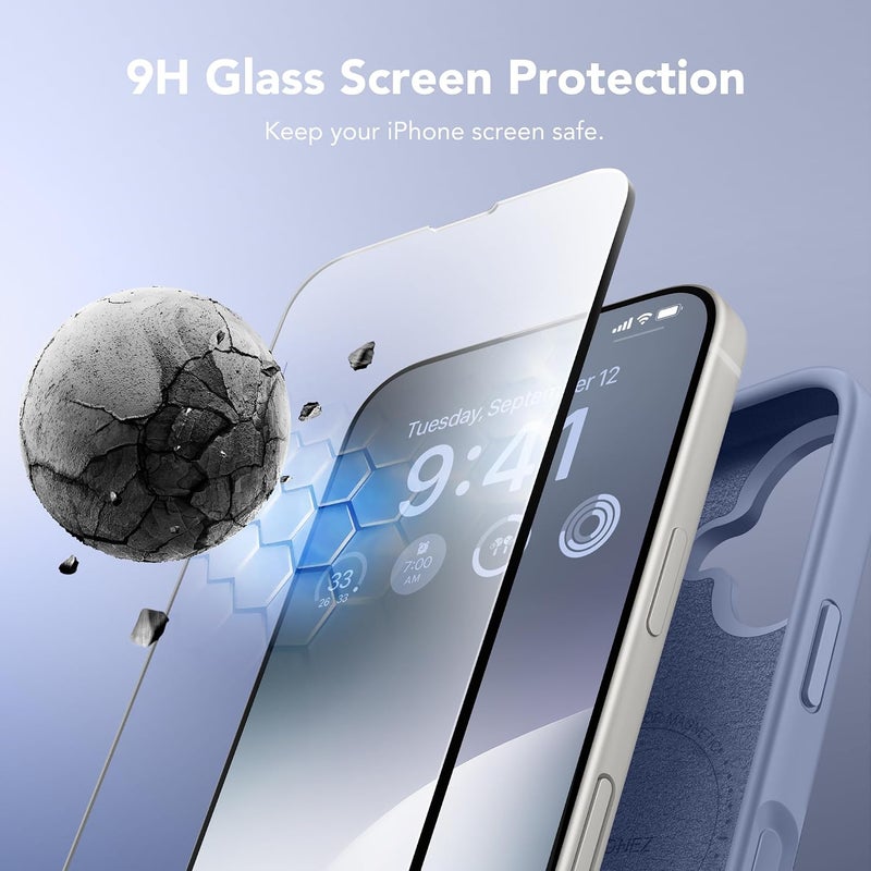 GONEZ Magnetic for iPhone 16 Case, Compatible with MagSafe, [Screen Protector + Camera Lens Protector], Liquid Silicone Shockproof Protective Phone Case for iPhone 16 6.1", Lavender Gray - Image 4