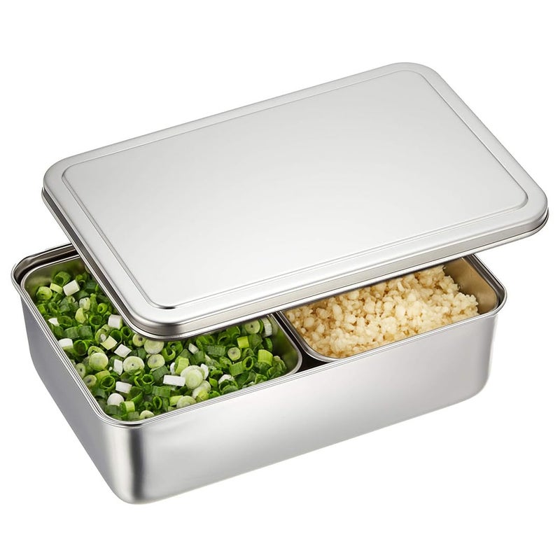 TIKUSAN Stainless Steel Seasoning Container Yakumi Pan Spice Storage Box Tray with Lid Medium Size Made in Japan 2 Containers - Image 2