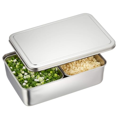 TIKUSAN Stainless Steel Seasoning Container Yakumi Pan Spice Storage Box Tray with Lid Medium Size Made in Japan 2 Containers - Image 1