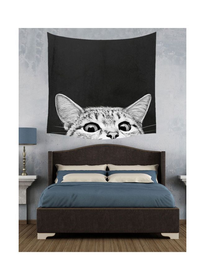 NIBEMINENT Qiangtie Cat Printed Tapestry Black/White 130x150centimeter - Image 1