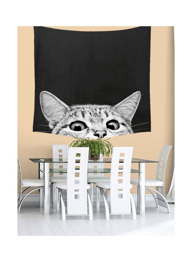 NIBEMINENT Qiangtie Cat Printed Tapestry Black/White 130x150centimeter - Image 2