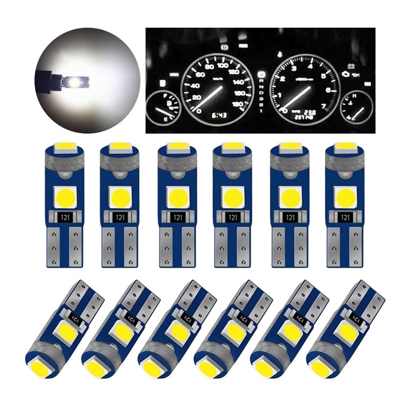 GLSOWEE T5 LED Bulbs 74 73 37 2721 LED Bulb 12 Volt Replacement Bright Canbus Error Free Compatible with Auto Car Gauge Cluster Dashboard Light Lamp Instrument Panel Indicator White
