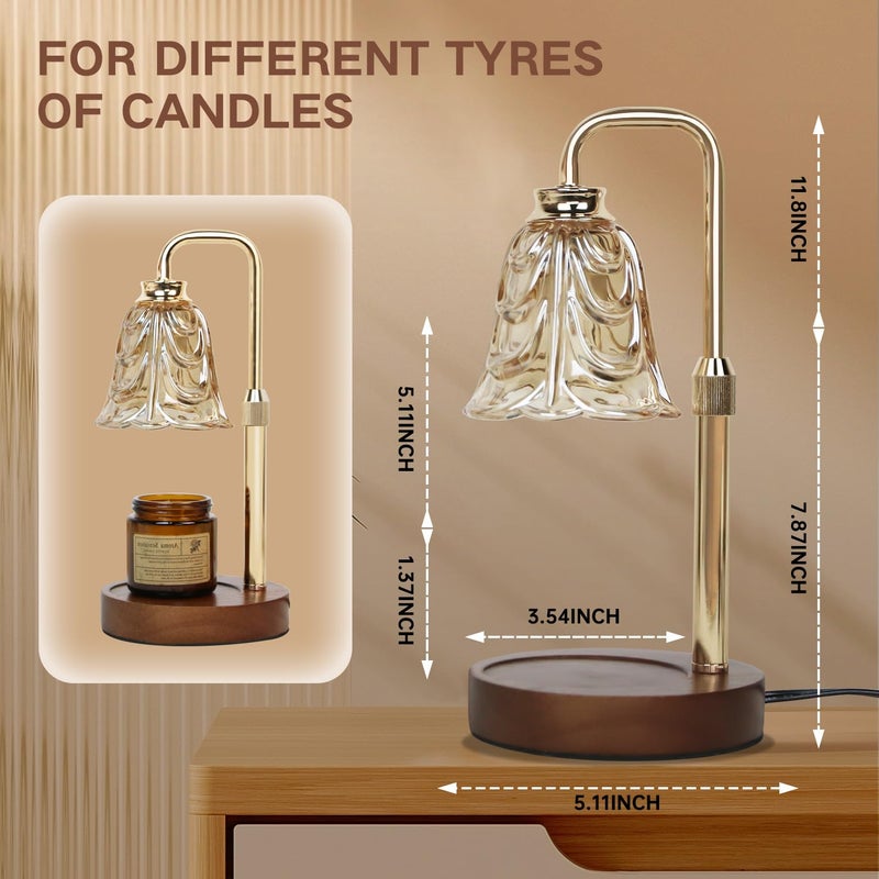 Droyek Candle Warmer Lamp with Timer Electric Candle Warmer Lamp Adjustable Height Dimmable Wax Warmer Lamp Jar Candles with 2 Bulbs for Home Decor & Office - Image 4