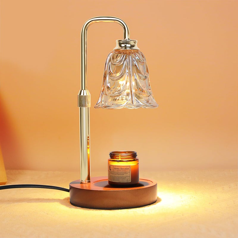 Droyek Candle Warmer Lamp with Timer Electric Candle Warmer Lamp Adjustable Height Dimmable Wax Warmer Lamp Jar Candles with 2 Bulbs for Home Decor & Office - Image 1