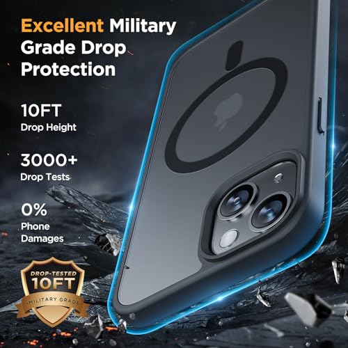 Miracase Magnetic for iPhone 14 Case 6.1 inch (Compatible with MagSafe)（with 2X Screen Protectors） Military-Grade Protection, Anti-Fingerprint Translucent Matte Phone Case Cover, Black - Image 5