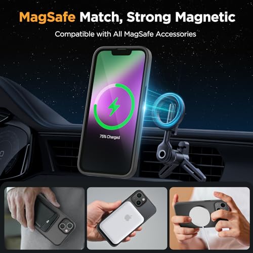 Miracase Magnetic for iPhone 14 Case 6.1 inch (Compatible with MagSafe)（with 2X Screen Protectors） Military-Grade Protection, Anti-Fingerprint Translucent Matte Phone Case Cover, Black - Image 3