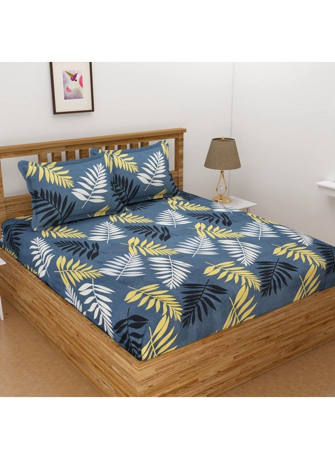 BSB HOME BSB HOME® Aspire Collections 120 TC Microfiber Flat Double/Queen Size Bedsheets with 2 Pillow Covers Microfiber,110 GSM Printed Multicolour Bedsheets for Double Bed Microfiber(86 x 88 Inch) 