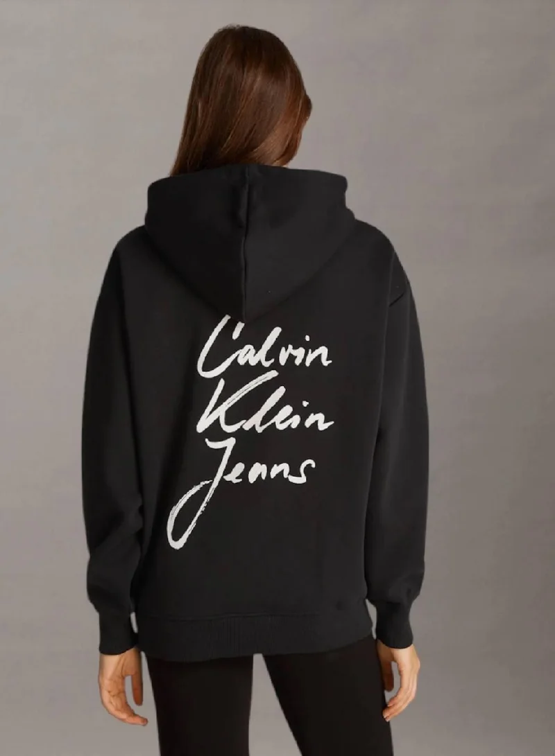 كالفن كلاين جينز هودي من القطن مزين بشعار كلفن كلاين