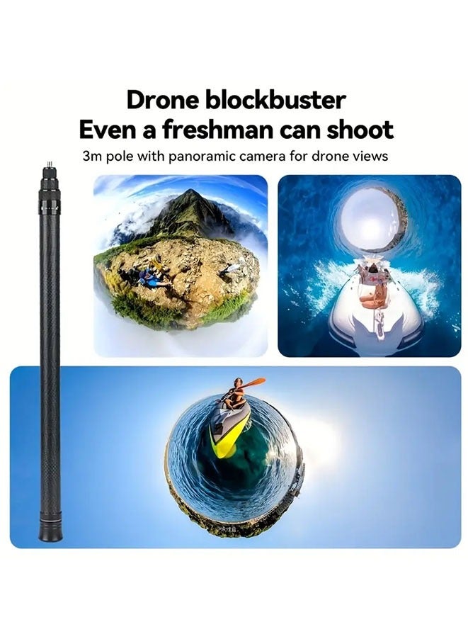 Muyixin 118" Long Carbon Fiber Handheld GoPro Selfie Stick Extendable Pole Monopod for GoPro Hero 11/10/9/8/7 Black, DJI OSMO Action Camera, Insta 360 Cam & Other Action Cameras - Image 5