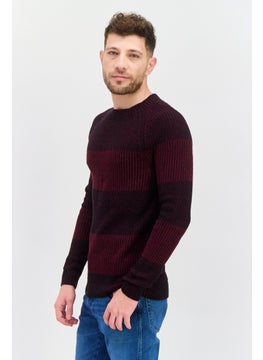 INC Men Round Neck Textured Sweater, Maroon  - Image 2