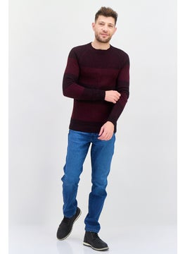 INC Men Round Neck Textured Sweater, Maroon  - Image 4