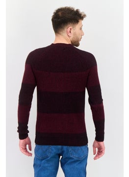 INC Men Round Neck Textured Sweater, Maroon  - Image 3