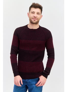 INC Men Round Neck Textured Sweater, Maroon  - Image 1