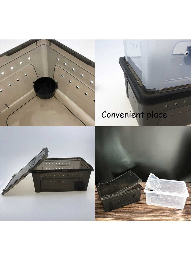 kathson 2PCS Reptile Feeding Box Portable Small Snake Terrarium Habitat Mini Pet Breeding Cage Hatching Container Transparent Gecko Houses for Small Frog Tarantula Spider Scorpion (White) - Image 2