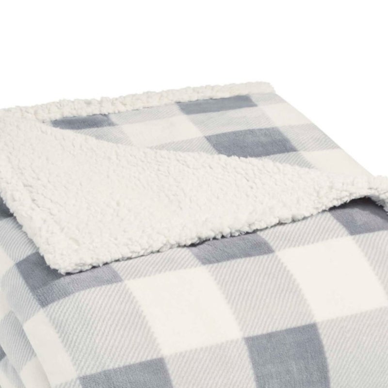 Eddie Bauer - Twin Size Blanket, Ultra-Soft Plush Bed Blanket with Faux Shearling Reverse, Throw Blanket for Couch & Bed (Mountain Plaid Chrome Grey) - Image 2