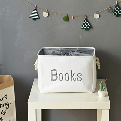 INough Book Basket for Kids Room, Book Storage Basket Book Organizer for Nursery Room Classroom Library Book Storage Box Collapsible Book Bins with Drawstring Closure for Cartoon Book Reading - Image 3