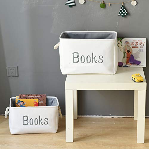 INough Book Basket for Kids Room, Book Storage Basket Book Organizer for Nursery Room Classroom Library Book Storage Box Collapsible Book Bins with Drawstring Closure for Cartoon Book Reading - Image 4