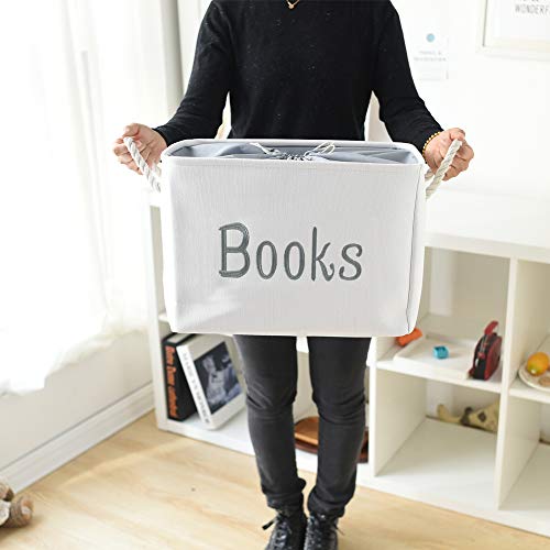 INough Book Basket for Kids Room, Book Storage Basket Book Organizer for Nursery Room Classroom Library Book Storage Box Collapsible Book Bins with Drawstring Closure for Cartoon Book Reading - Image 5