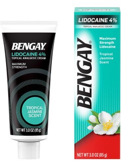 Bengay Bengay Pain Relieving Lidocaine Cream, Non-Greasy Topical Analgesic Cream with The Maximum Strength Numbing Relief of 4% Lidocaine HCl, Pleasant and Soothing Tropical Jasmine Scent, 3 oz 