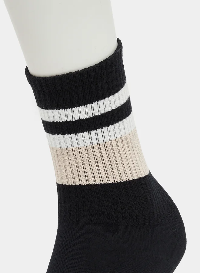 Styli Styli Contrast Striped Silicon Pad Base Yoga Socks