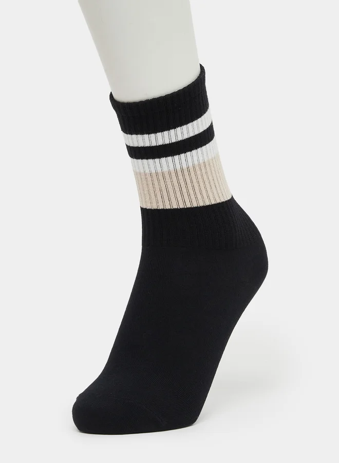 Styli Styli Contrast Striped Silicon Pad Base Yoga Socks