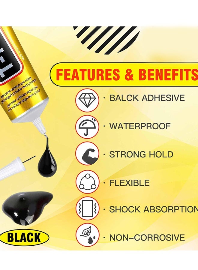 2 Pcs 50ML Model T7000 Black Adhesive Glue High Performance Waterproof Adhesive for Precision Repairs Bonding Jewelry Hairpins Leather Acrylic Phone Cases Nails DIY Diamond Crafts Party Supplies - Image 3