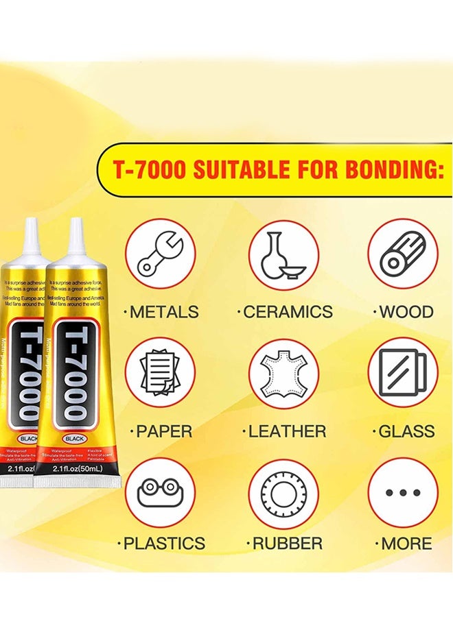 2 Pcs 50ML Model T7000 Black Adhesive Glue High Performance Waterproof Adhesive for Precision Repairs Bonding Jewelry Hairpins Leather Acrylic Phone Cases Nails DIY Diamond Crafts Party Supplies - Image 2