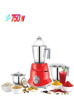 Flexy Flexy 750W 3-in-1 Kitchen Grinder and Blender Combo in Red - Made in India Ideal for Drinks, Smoothies, Juices, and Shakes  - Image 1
