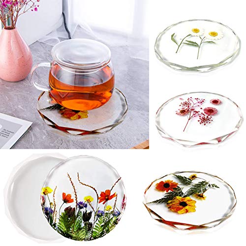 F FYJS 4 Pack Resin Coaster Molds,Diamond Epoxy Resin Silicone Molds for Making,Agate Slice Coasters,Cups Mats,Home Decoration - Image 4
