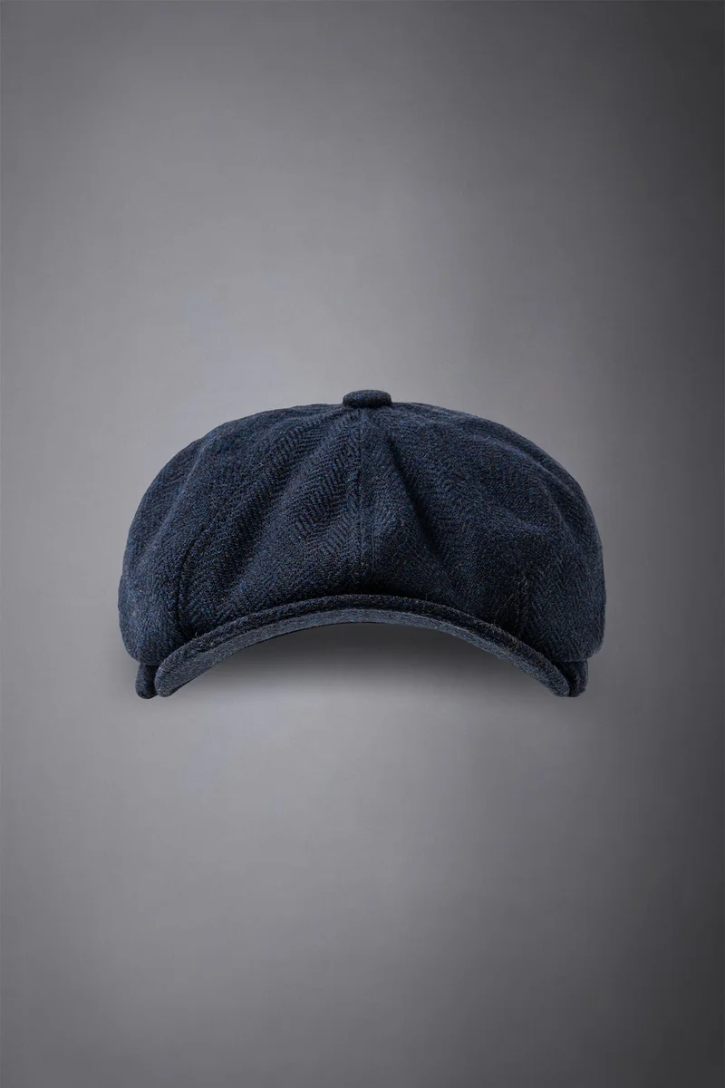Men's herringbone flat cap - DK Blue