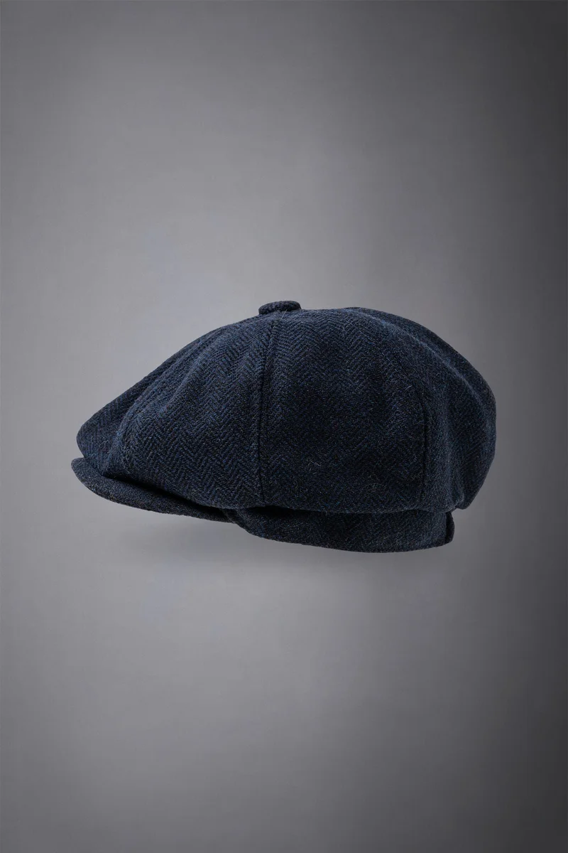 Doppelganger Blue Men's herringbone flat cap - DK Blue for Men | Best Price UAE