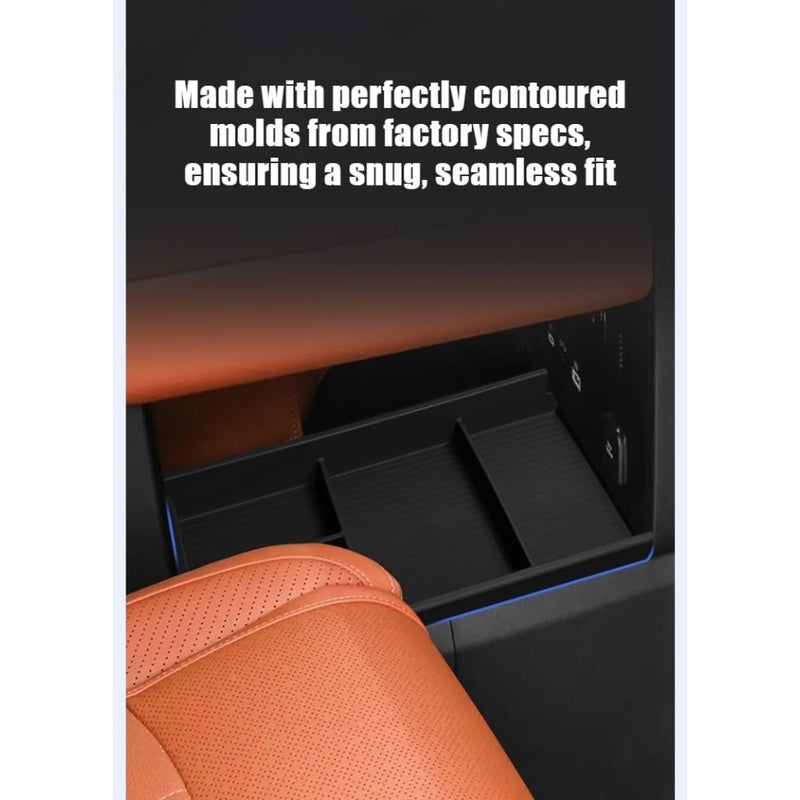 Center Console Lower Storage Organizer Tray Compatible With BYD Leopard 7 Titanium 7 2025 2026 TPE Non-Slip Shock-Absorbing Mat Interior Accessory For Car Home Office Black 30x15x3cm Durable Flexible Fit - Image 3