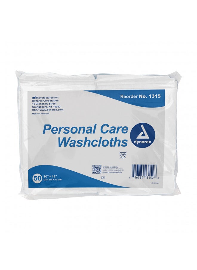 Dynarex Dynarex Personal Cleansing Washcloths - 10 x 13" Disposable Dry Wipes for Baby & Adults, Makeup Remover, Soft, Absorbent, Single Use - 1 Pack of 50 Wipes  - Image 1