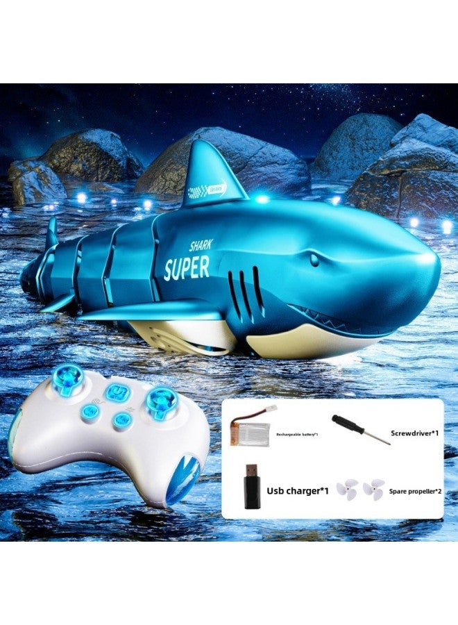 Beauenty Remote Control Shark Children Electric Remote Control Shark Charging Simulation Model Summer Swimming Toys Water Toys-Color:Simulated Blue - Fully Waterproof 【light + Super Powerful】-Specifications: - Image 1