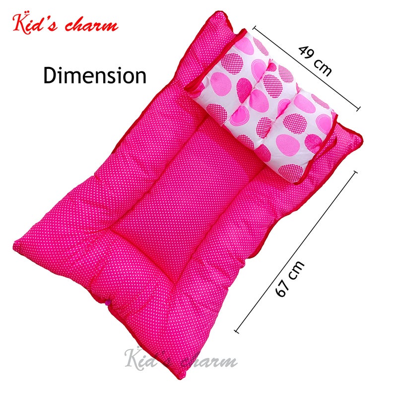 Kid's Charm حقيبة نوم الأطفال القابلة للحمل 3 في 1 من القطن - حقيبة نوم مطبوعة للأطفال - سرير محمول للرضع - عش للنوم المشترك - مفروشات أطفال غير محددة الجنس للمواليد الجدد من 0-8 أشهر (وردي بيضاوي) - Image 5