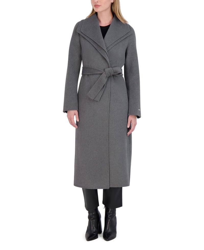 Tahari Women's Peacoat Wool Blend Double Face Winter Trench Coat, Ash, X-Large - Image 1