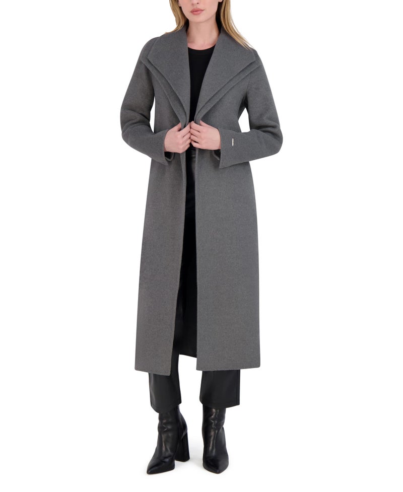 Tahari Women's Peacoat Wool Blend Double Face Winter Trench Coat, Ash, X-Large - Image 2